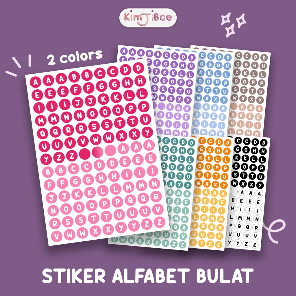 

Stiker Alfabet Bulat, Dot Alphabet, Round Sticker