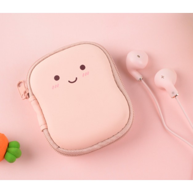 [E-263] Set Earphone Tema TOAST PACKAGE / Headset Karakter Roti Lucu / Wadah Earphone Resleting Tebal Motif Bread Roti Imut