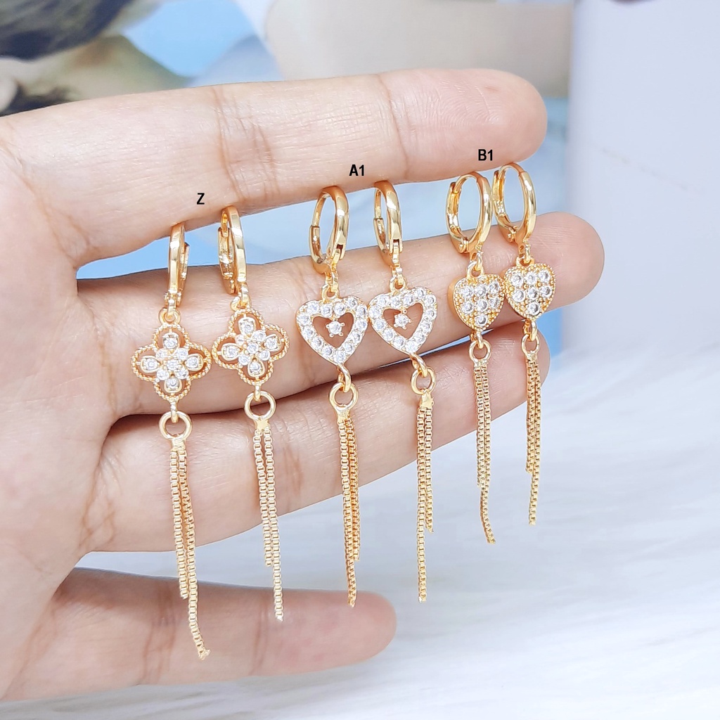 Anting Jurai Panjang Cantik Perhiasan Xuping Lapis Emas - BE170