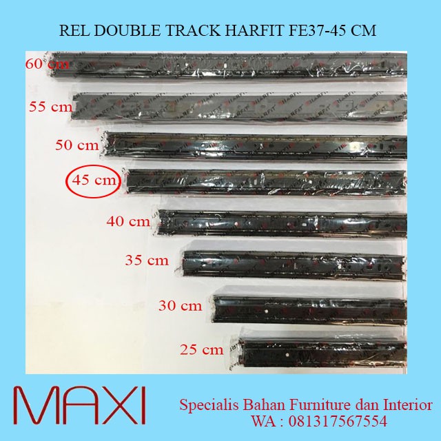 Rel Laci 45 Cm Double Track Ball Bearing Harfit Fe 37 Shopee Indonesia