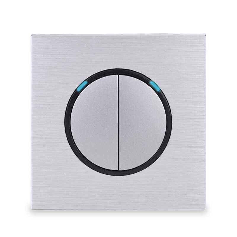 Saklar Lampu Dinding 2 Switch Luxury Bulat Minimalis LED Stainless