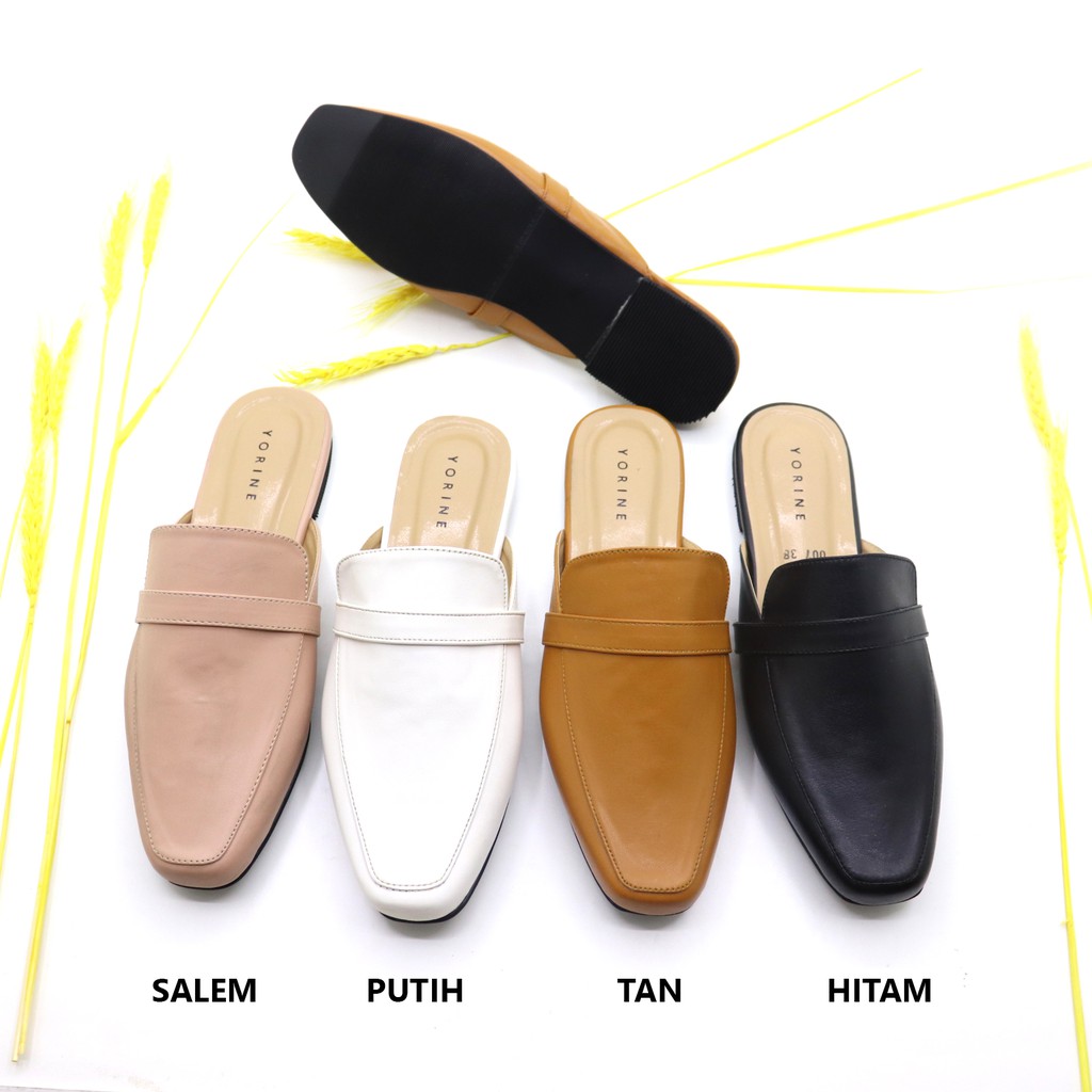 Sepatu Selop Trendy Flat Slip On Mules Model Bustong Kekinian LiLYANA