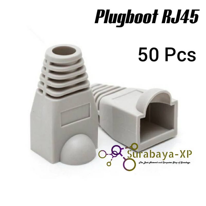 Karet Pelindung Sarung Plugboot 50Pcs Konektor RJ45 CAT5E CAT6 Plugboot Warna ABU-ABU