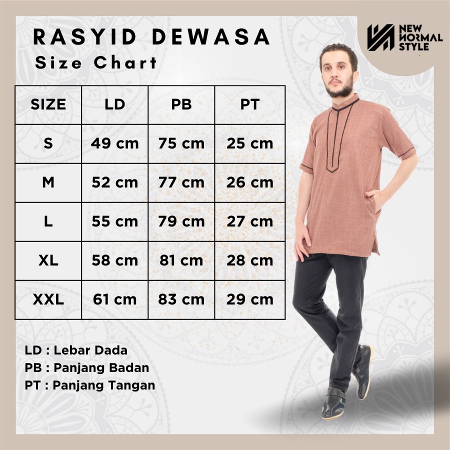 Rasyid Series Baju Pakaian Kemeja Kemko Koko Kokoh Muslim Kurta Pakistan Pria Laki Cowok Dewasa Lengan Pendek Dewasa Premium Terbaru 2022