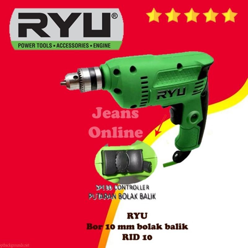 Mesin bor ryu 10 mm bolak balik besi kayu