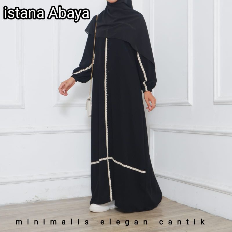 Wow cantik bgt simpel dan minimalis abaya Turki full pita Rajut cantik dg kancing depan