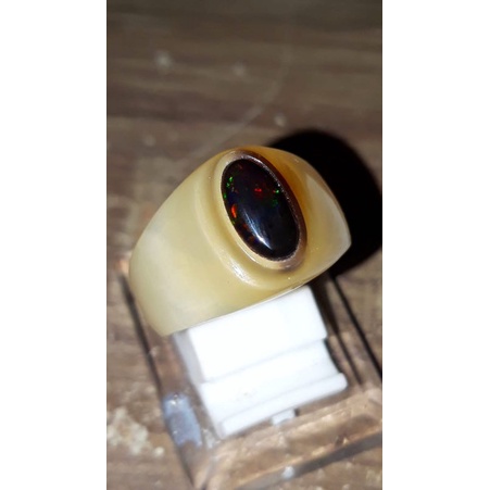 cincin kalimaya black opal solid full jarong ring tanduk kerbau