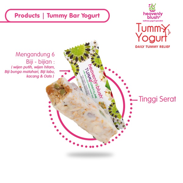 HEAVENLY BLUSH Tummy Yogurt Bar 25g - Berries / Lime - Healthy Snack Bar - Tinggi Serat - Cemilan Sehat