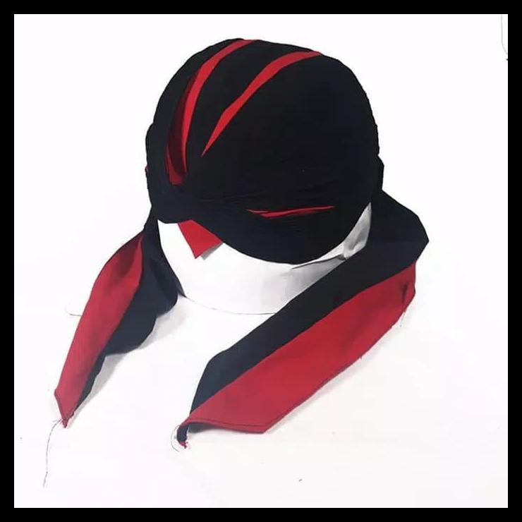 Ready Stok Blangkon Jogja Berkualitas Warna Hitam Kombinasi Merah Model Sliwir