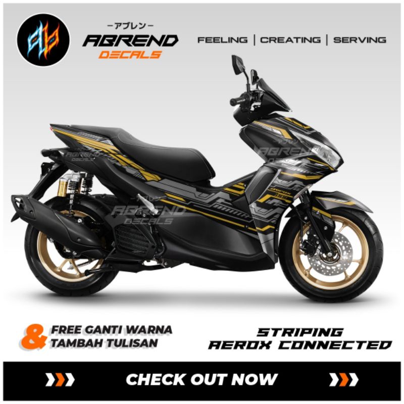Striping Aerox Connected 2021 / Stiker List Variasi Motor New Aerox Graphic