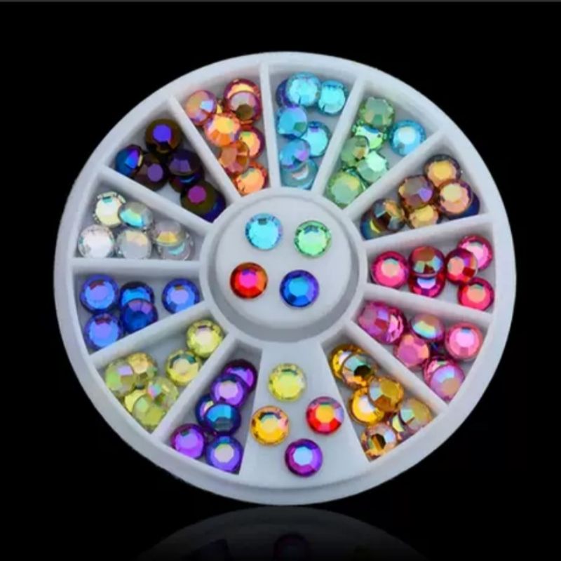 Manik-manik 12 warna diameter 5mm/Hiasan Nail Arts/Berlian Imitasi/DIY