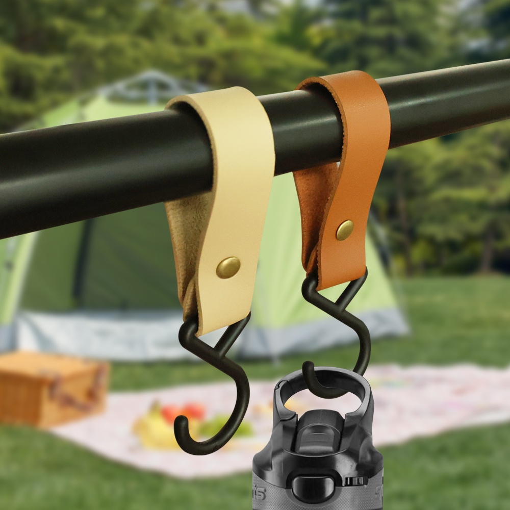 Rak Kait Gantungan Kunci Bentuk S Segitiga Bahan Kulit PU Untuk Camping Hiking Outdoor