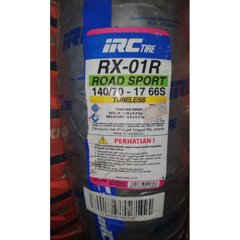 Ban IRC RX-01R 140/70 - 17 ROAD SPORT Ban Tubeless R25 Cbr250 NINJA250 GSX R15 CBR150 CB15