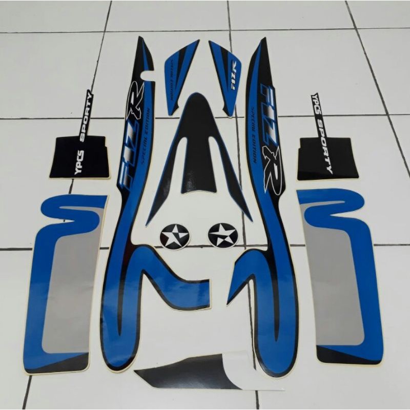 striping sticker standar Yamaha fizR caltex hitam biru