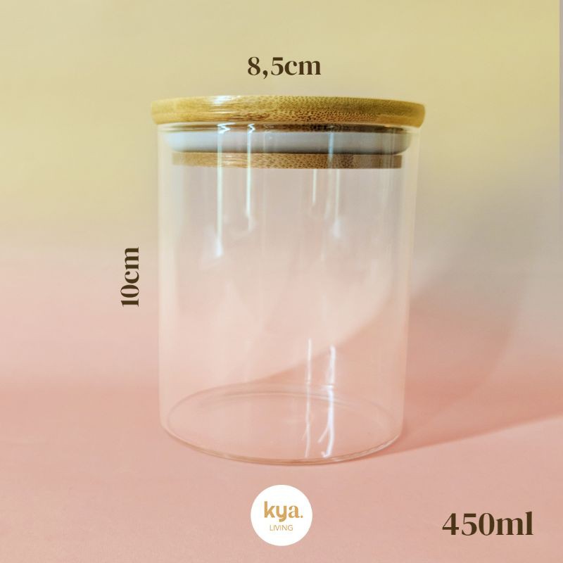 Bamboo Glass Jar Toples Kaca Bumbu 450ml