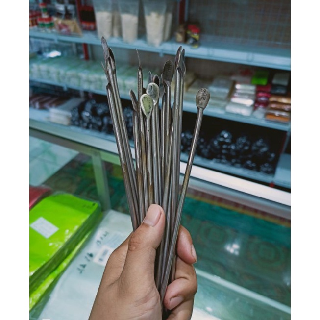 spatula stainless. sendok inokulasi