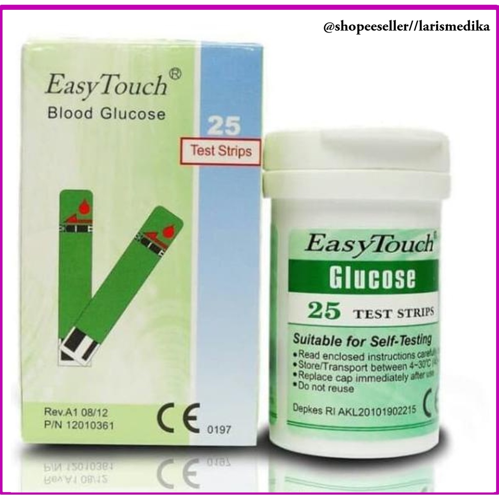 Easytouch Glucose Test Strip Cek Gula Darah Tes Refill Isi 25 Easy Touch Strip Glucose / Gula Darah Easy Touch