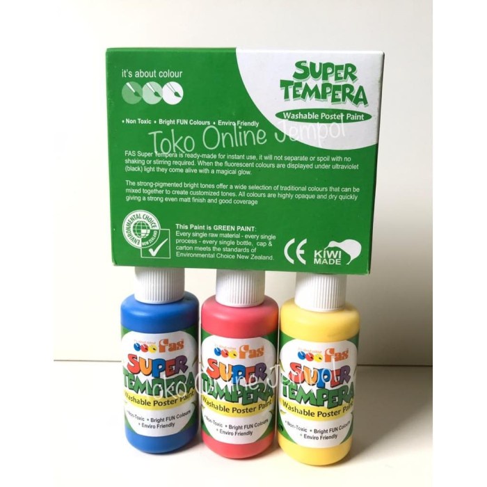 

(TERLARIS) Cat Washable Finger Paint 3color Mudah Cuci FAS Super Tempera ATK941FS