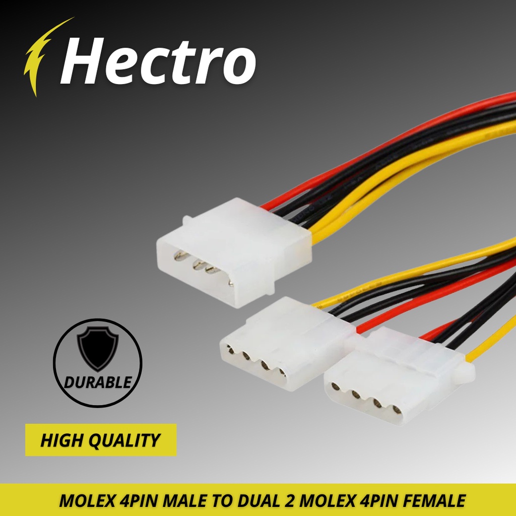 HECTRO Kabel Power Molex 4pin male to Dual Molex 4pin Female Extension