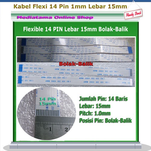 Kabel Flexible FFC FPC 14 Pin Lebar 15mm Bolak Balik