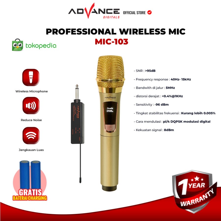 MIC WIRELESS ADVANCE 103 / MICROPHONE PROFESSIONAL CHARGE