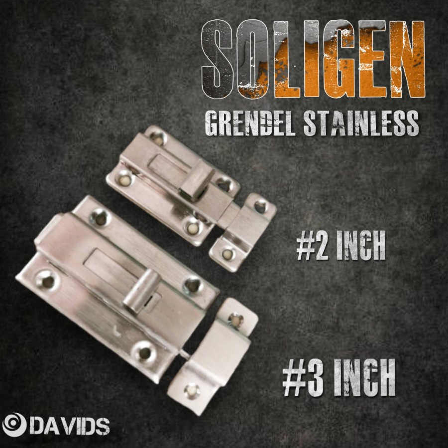 Soligen Gerendel Pintu Grendel Slot Pengunci Jendela Stainless Persegi