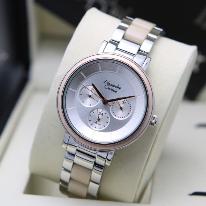 Jam Tangan Wanita Alexandre Christie AC 2918 / AC2918 Silver Cream barang ada
