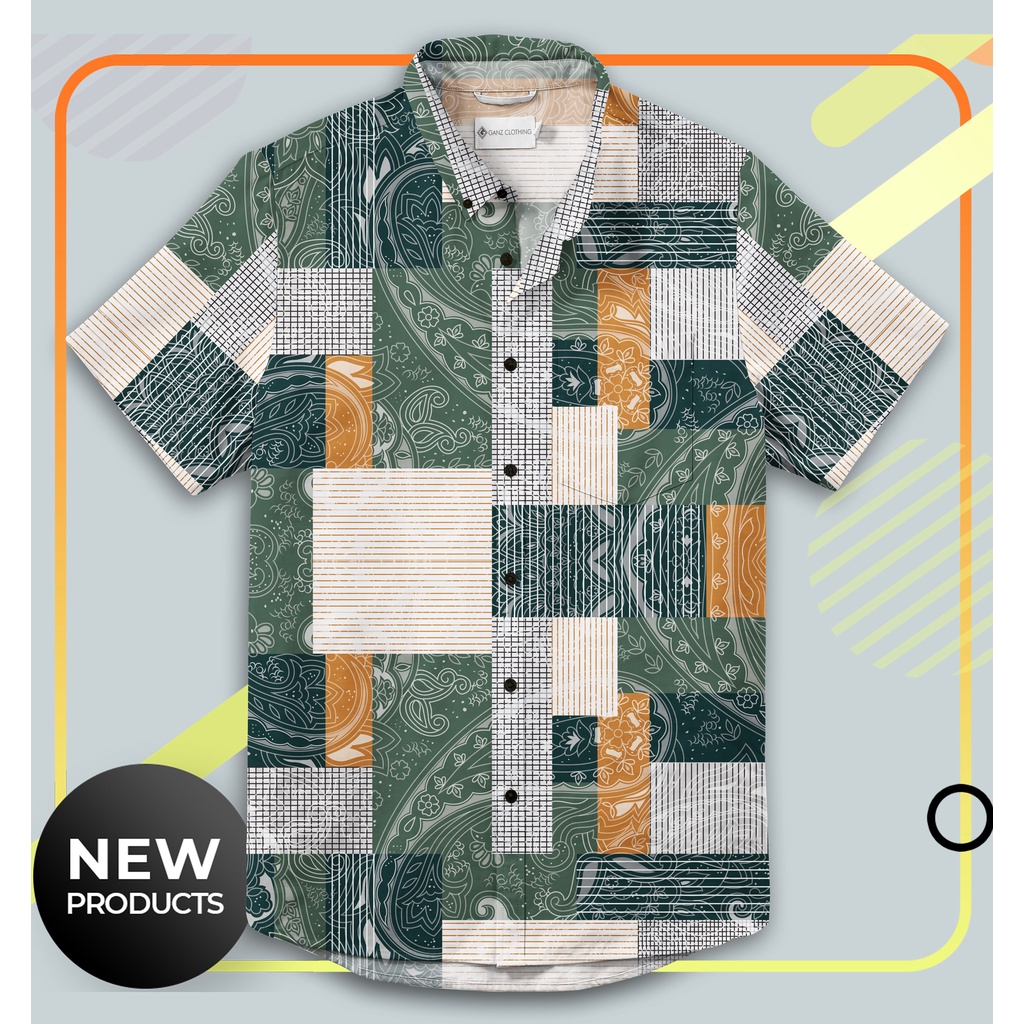 Kemeja Premium Pria - Paisley Patchwork Pattern