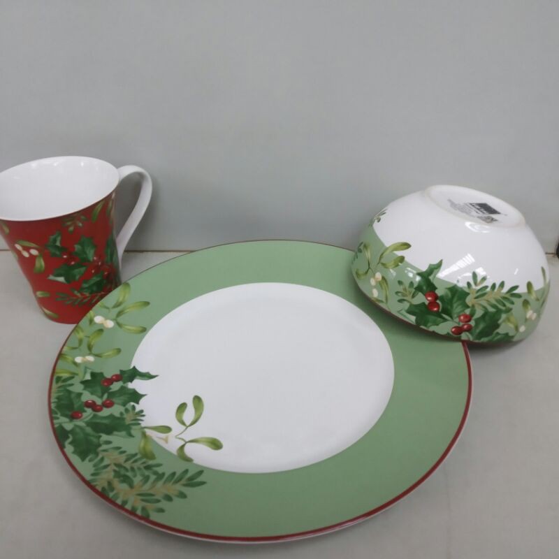 [SET] CHRISTMAS SET PIRING MANGKOK GELAS KERAMIK SANGO MOTIF TEMA DEKOR NATAL GIFT HAMPERS CANTIK