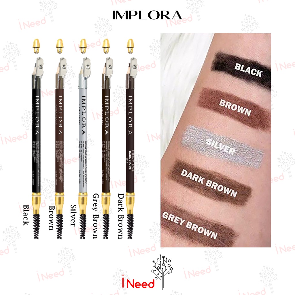 (INEED) BPOM PENSIL ALIS IMPLORA / EYEBROW PENCIL - brown | black | silver | grey brown | dark brown