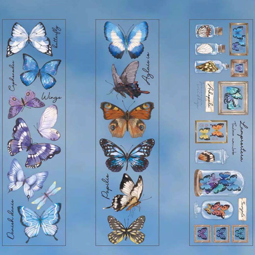 6 Pcs Stiker Desain Kupu-Kupu Daun Bunga Gaya Vintage Untuk Dekorasi Album Foto