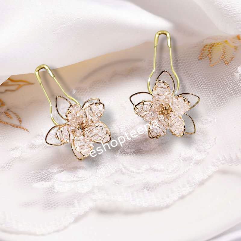 A19 anting hijab bunga kristal gold_anting jilbab