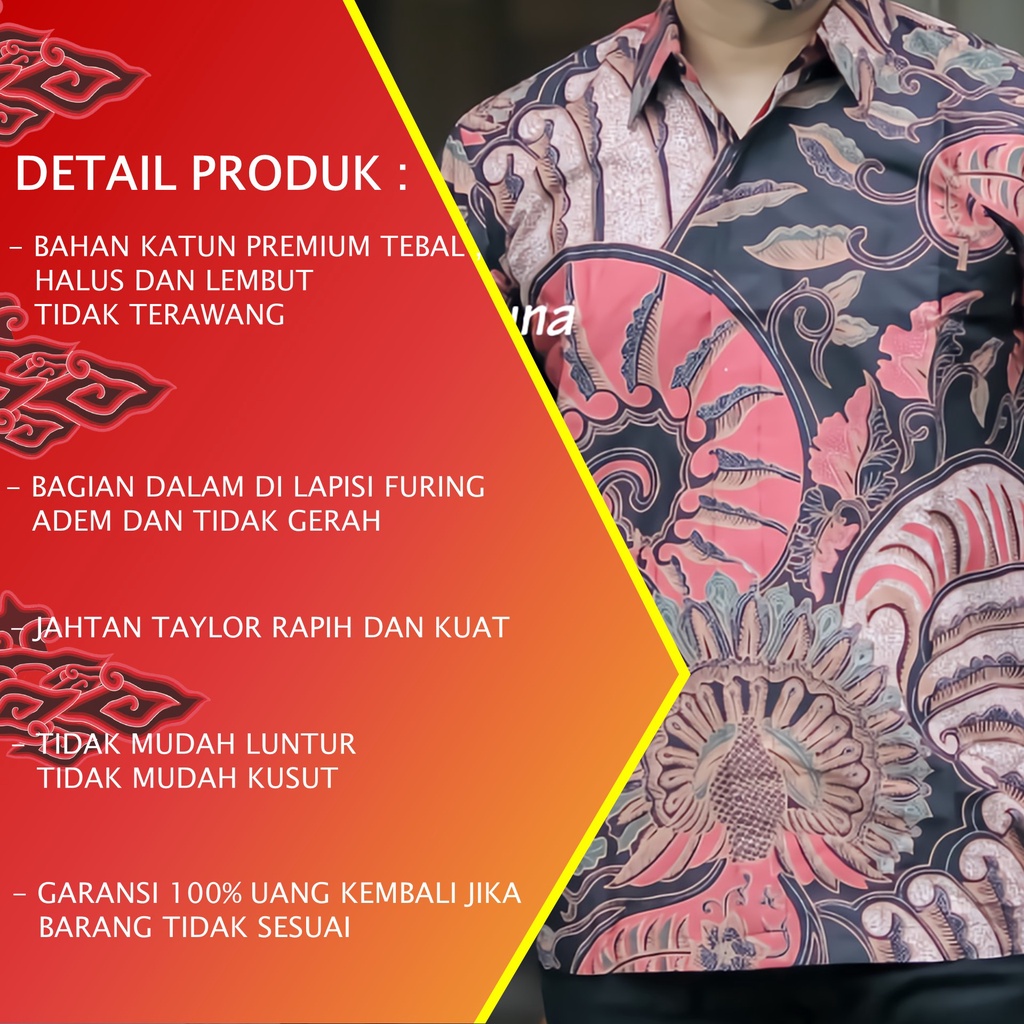 KEMEJA BATIK PRIA LENGAN PANJANG PREMIUM REGULAR MODERN BATIK ALUNA PCW 004