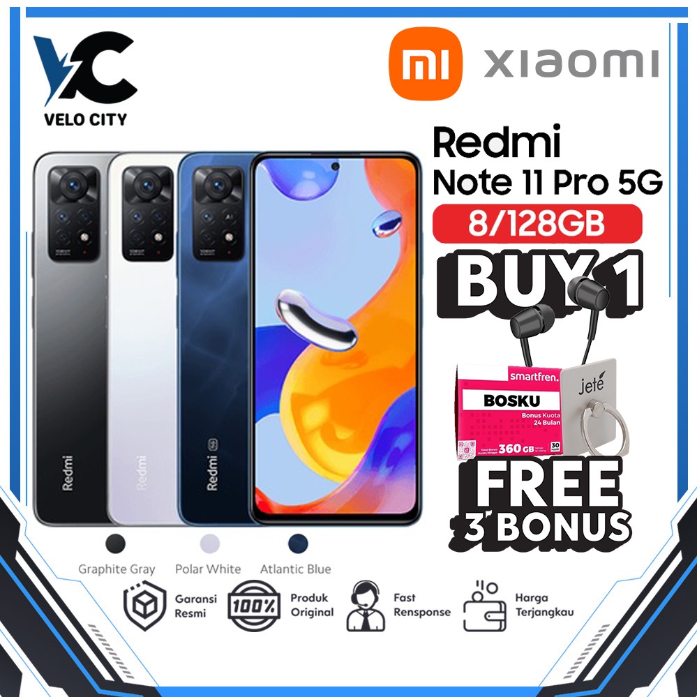 Xiaomi Redmi Note 11 Pro 5G (8GB+128GB) Snapdragon® 695 108MP AI Quad Kamera Garansi Resmi