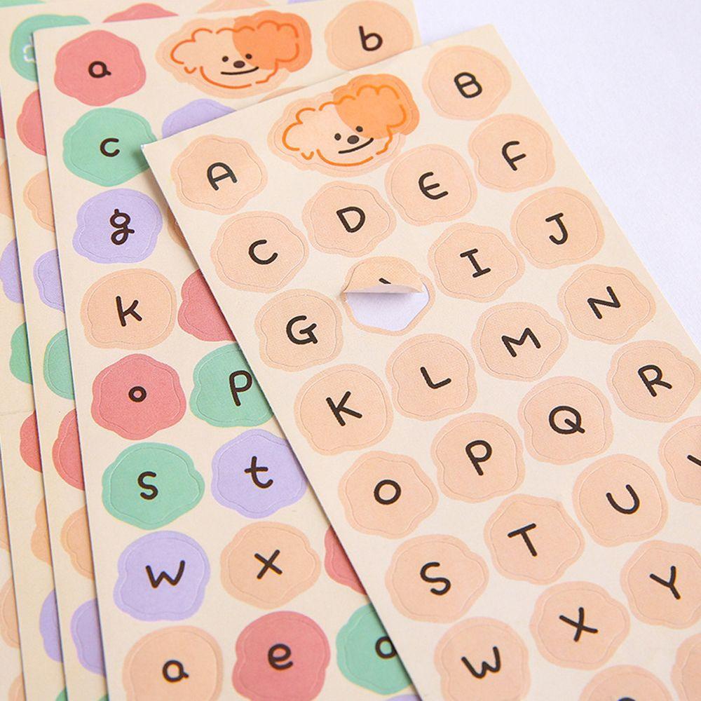 LANFY Ins Style Alphabet Stationery Sticker Gifts Cartoon Dog Sticker English Letter Label Sticker School Scrapbooking Hand Account Korean Journal DIY Album Decorative English Uppercase Lowercase