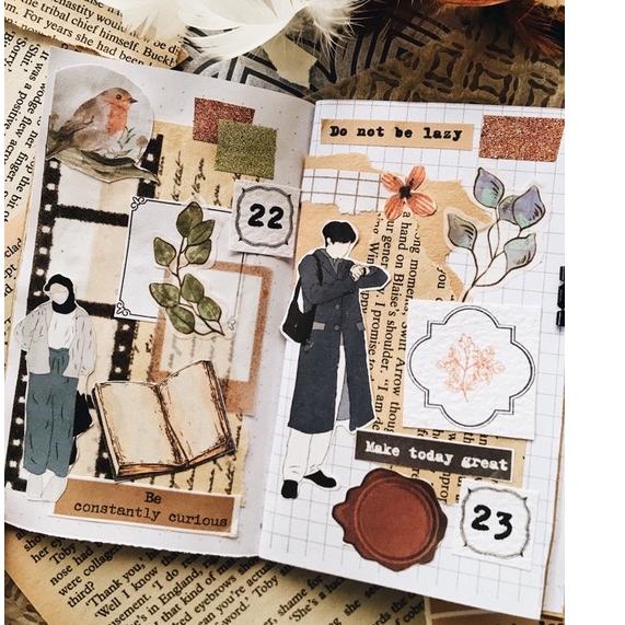 

[KODE GS87F] Journal kit lengkap journaling kit vintage untuk bullet journaling sticker lucu scrapbook notebook