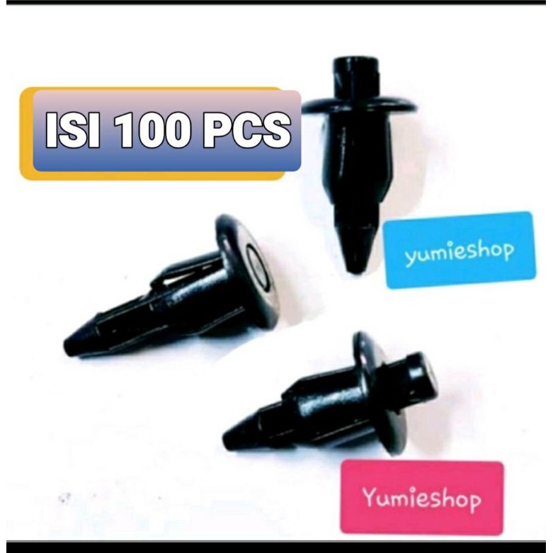 isi 100pcs Klip body motor NMAX AEROX CBR NINJA VARIO BEAT PCX LEXI Diameter Batang M6 Untuk Lubang pemasangan diameter 6 mm seukuran batang baut besi umum kunci 10 Warna hitam abu cream