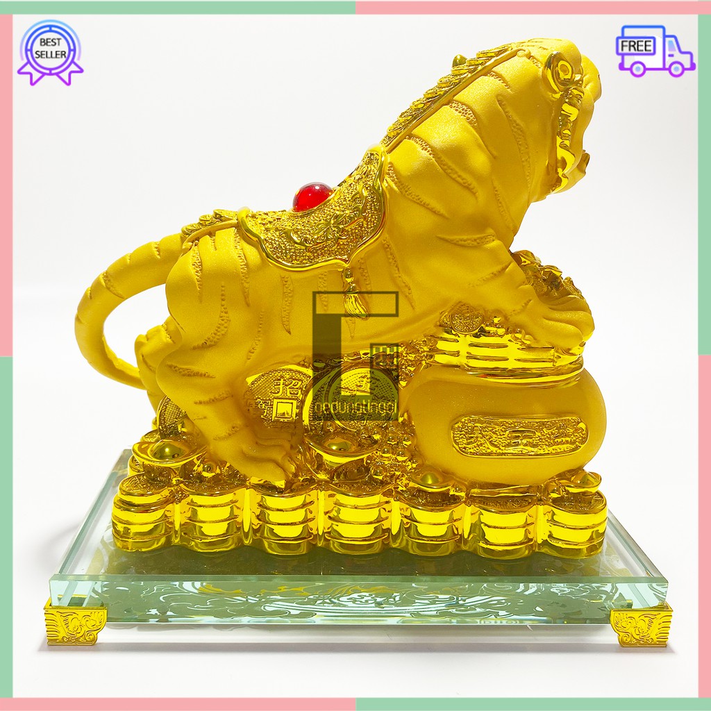 Kado Hadiah Bingkisan Hampers Parcel Parsel Patung Pajangan Hiasan 12 Shio Macan Tiger Harimau Imlek Tahun Baru Cina Cny Sincia Emas Gold Resin Dos Kotak Gift Box Mika Kaca Hoki Rejeki Fengshui Ukuran Size Small Kecil Medium Sedang Besar Large Big Jumbo