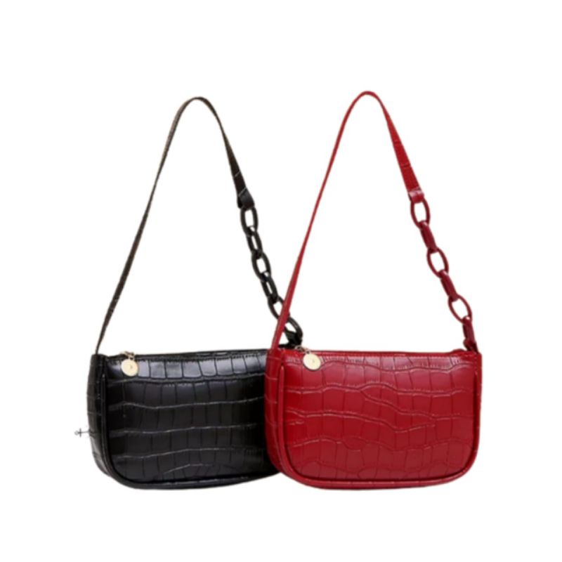 N_B_S / NAOMI CROCO  Shoulder Bag Wanita Vintage Rantai Tas Bahu Korea Tas Selempang Rantai Wanita Terbaru