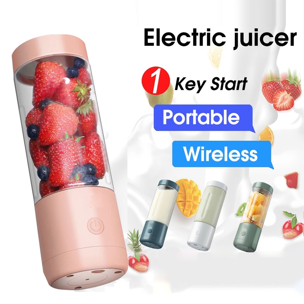 HYUNDAI Blender Juicer Portable USB 400ML Mini Juicer Multifungsi 4 Mata Pisau Kaca menebal cangkir