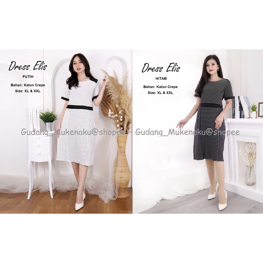 Gudang_Mukenaku Dress Elis Bahan Moss Crepe Pakaian Fashion Wanita Dewasa Terbaru Premium COD bisa bayar di tujuan