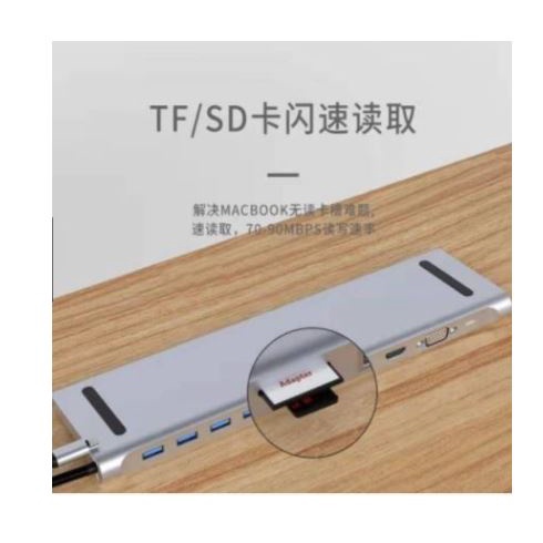 Type c thunderbolt to hdtv vga lan rj45 usb 3.0 Tf sd 3.5mm audio pd usb-c converter 11in1 docking station 4k 1080p gigabit 5Gbps 2tb byl-2003