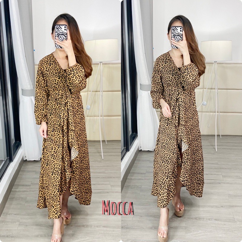 gamis kimono  leopard / gamis fashion K 1307