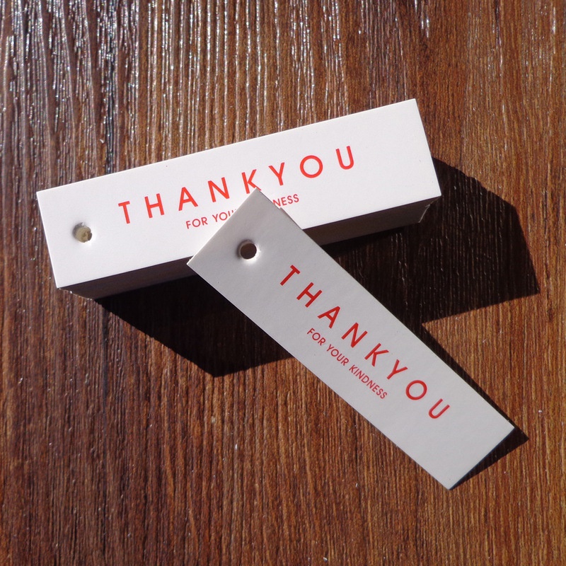 50pcs/lot Thank You Hand Made Hanging Tag DIY Word Message Card Name Note Label