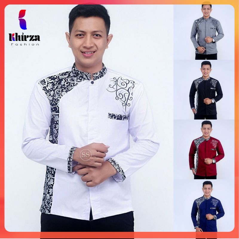 Koko Batik Fashion Muslim Kombinasi  M/L/XL Dewasa KOKO KURTA DAN KOKO HADROH  - by BATIK PITTO