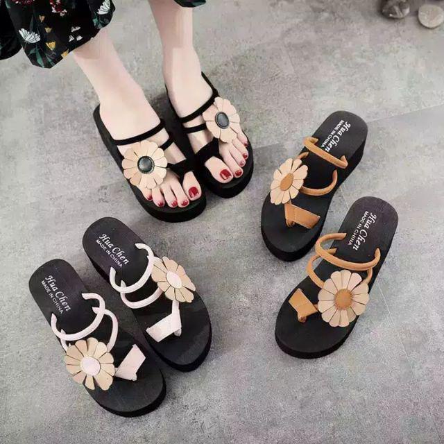 Sandal Wedges Spon Bunga Jempol JT 005