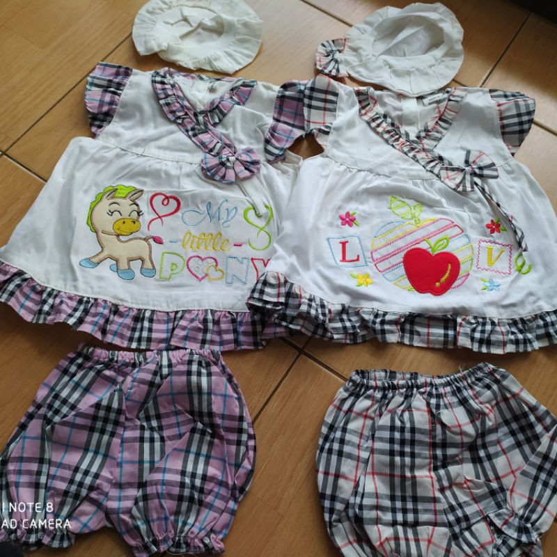 Dress Bayi Set katun 0 - 3 bulan