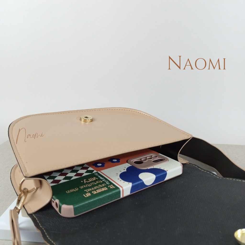 NAOMI - Stephanie Sling Bag Import Kulit - Tas Slempang Simple Polos Wanita - Tas Fashion - Tas Simple Harian Daily Sintetis PU - Tas Wanita - Tas Naomi - Naomi Bag