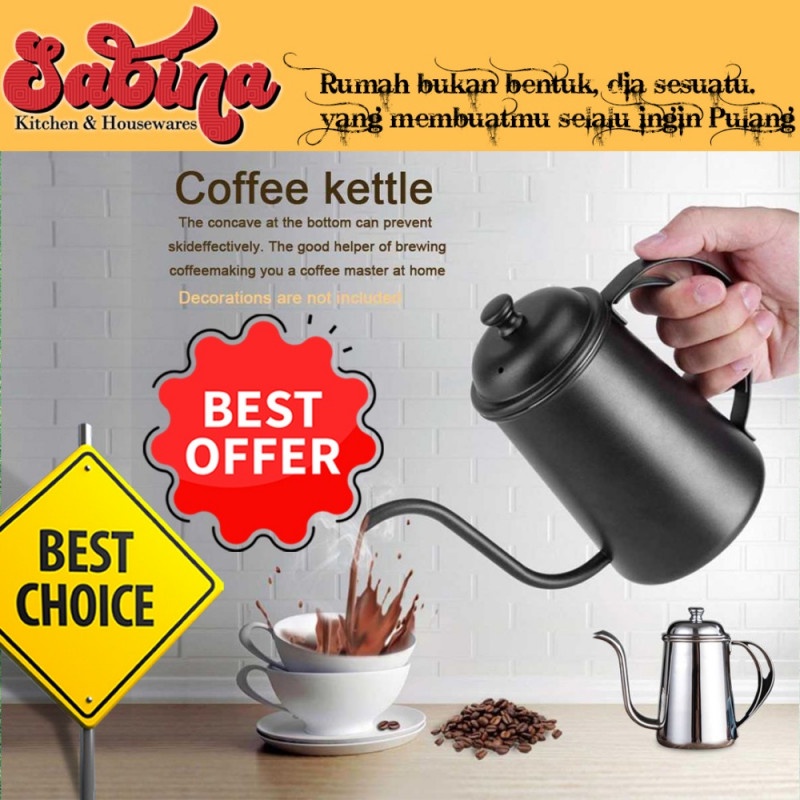 Teko Stainless LEher Angsa Coffee Maker Pot Drip Kettle 650ml