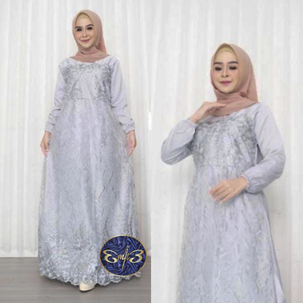Zaskia Dress Gaun Baju Seragam Brokat Brukat Bridesmaid Pesta Kondangan Wisuda Premium Quality by Em